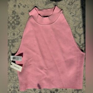 Artizia Babaton Sculpt Knit Mockneck Halter Top
Ribbed Tank- bubble gum pink NWT